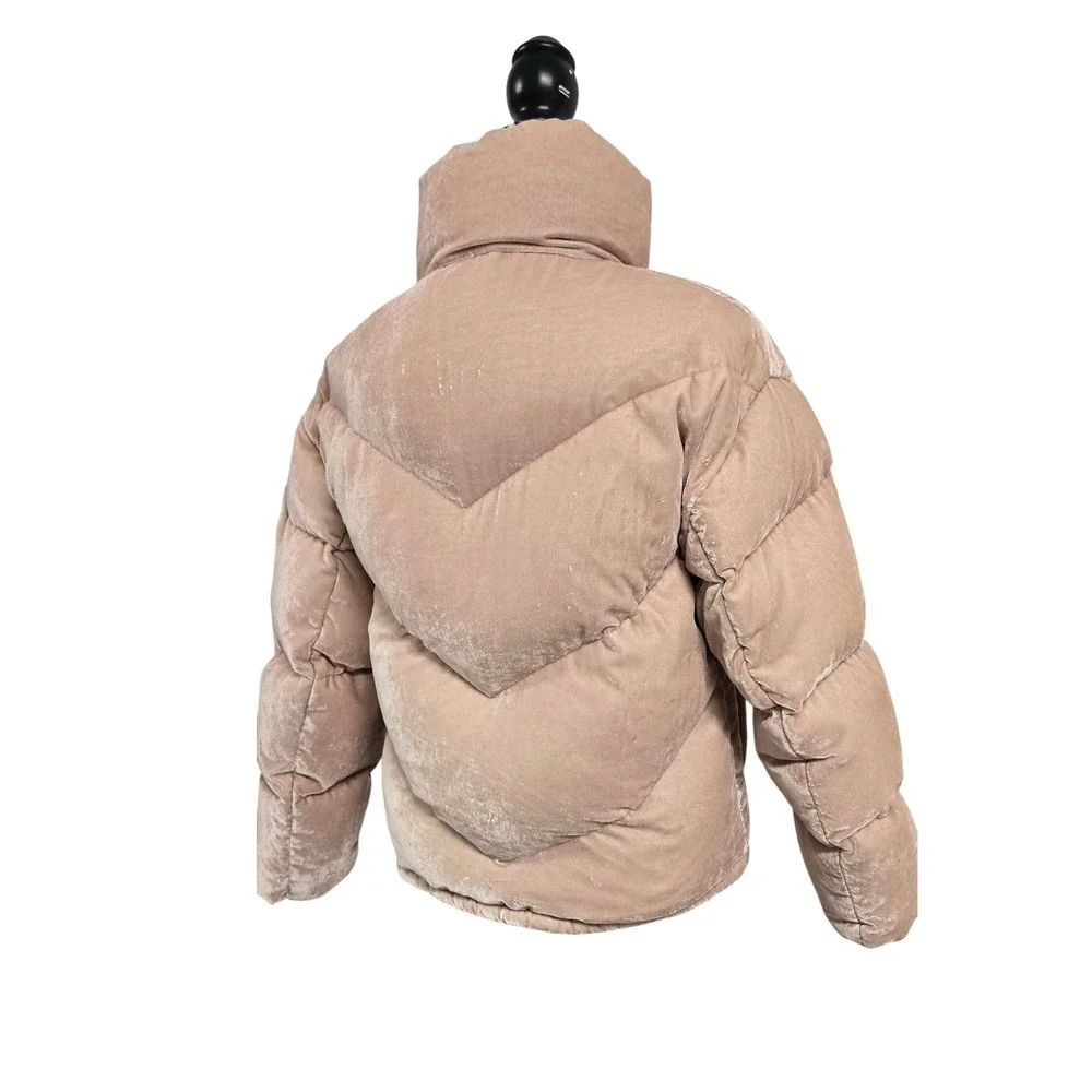 ARITZIA Wilfred Cloud Puff Velvet Goose Down Puffer Coat Jacket Pink XS READ‎